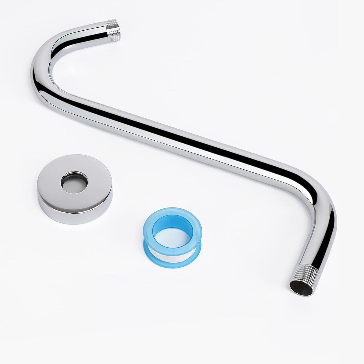 Chrome finish shower arm showing polished surface texture