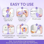 Handheld bidet with angled spray nozzle extended for personal hygiene.