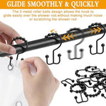 Cerpourt black shower rings showing five roller balls for smooth sliding action