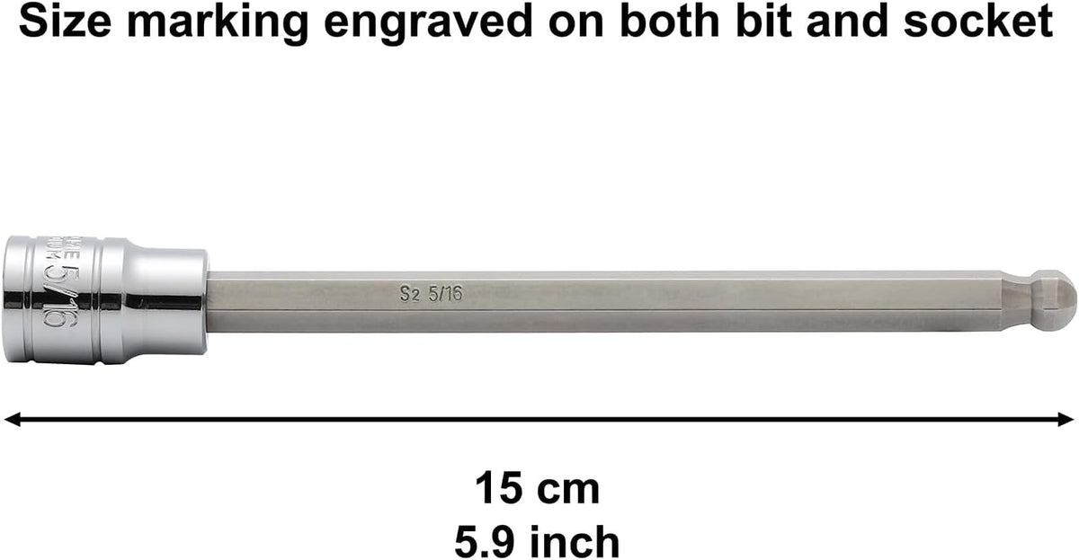 Casoman extra long S2 steel bit sockets angled view