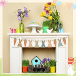 Cinnvoice seven feet rabbit and carrot beaded banner draped elegantly across a living room wall decoration.