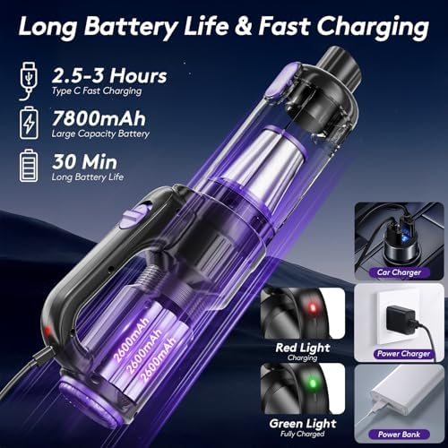 SWMRDN portable car cleaner showing the removable and washable HEPA filter assembly.