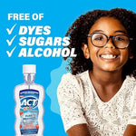 ACT children's fluoride rinse 16.9 fluid ounces bottle back label