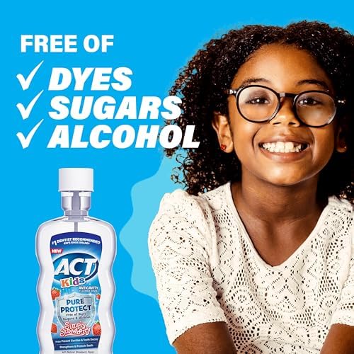 ACT children's fluoride rinse 16.9 fluid ounces bottle back label
