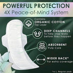 L. overnight absorbency pads with wings displayed on white background.