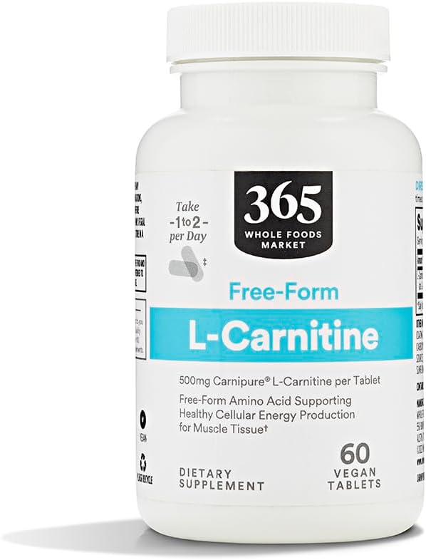 Whole Foods Market, Free-Form L-Carnitine 500mg, Vegan, 60 Count - Image 1