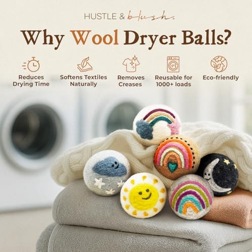 XL New Zealand wool dryer balls in Rainbow or Shine colors for static control