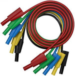 Close-up view of 4mm stackable fully insulated banana plugs