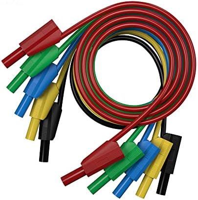 Close-up view of 4mm stackable fully insulated banana plugs