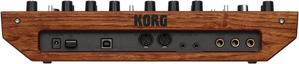 Korg Monologue synthesizer rear panel connectivity ports and MIDI jacks