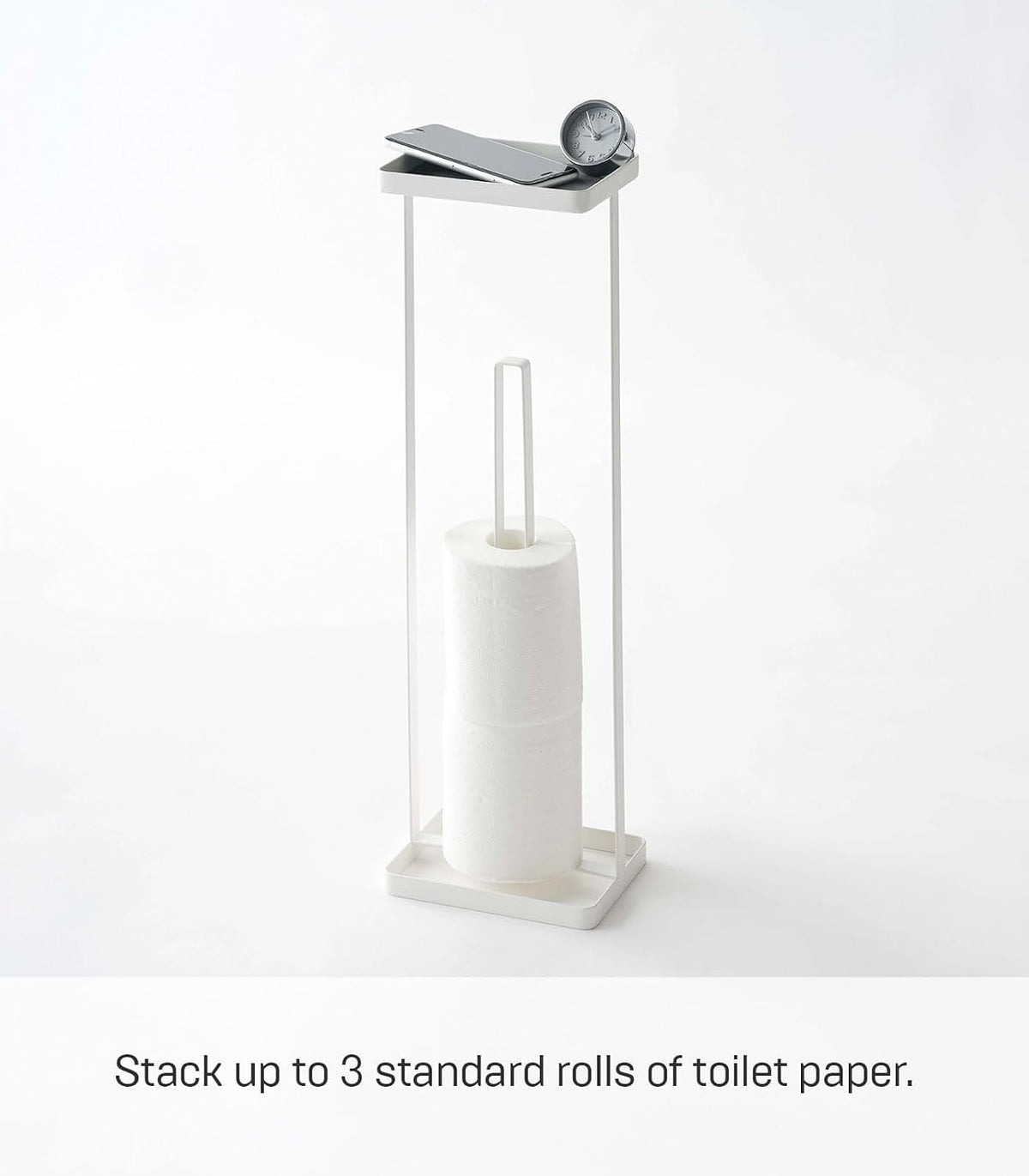 Yamazaki white steel bathroom stand with top catch-all tray