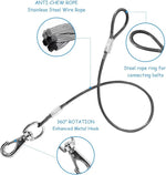 Vinyl coated stainless steel cable lead extension showing the secure locking carabiner hook close up.