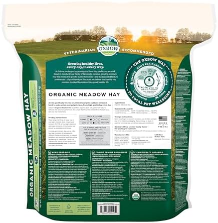 Back label details of Oxbow small animal meadow hay import