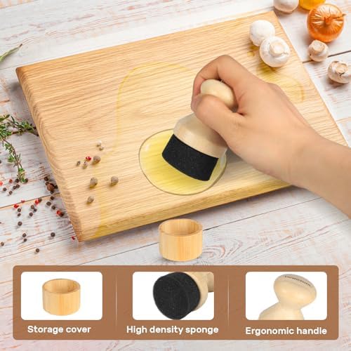 Ergonomic bamboo handle of Leontool oiling tool for butcher blocks