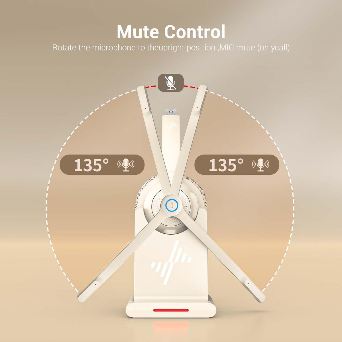 JIAMQISHI bluetooth headset showing microphone mute control buttons