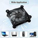 NewHail dual-pack cooling fans positioned next to a home media receiver demonstrating the compact space-saving installation layout.