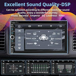 Adapter Universe double din stereo packaging contents including the external microphone, wiring harness, and installation tools.