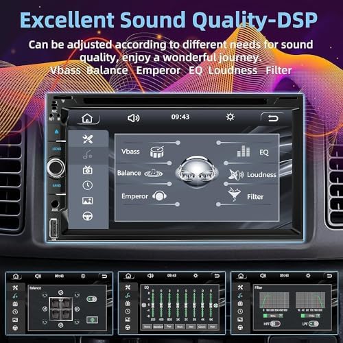 Adapter Universe double din stereo packaging contents including the external microphone, wiring harness, and installation tools.