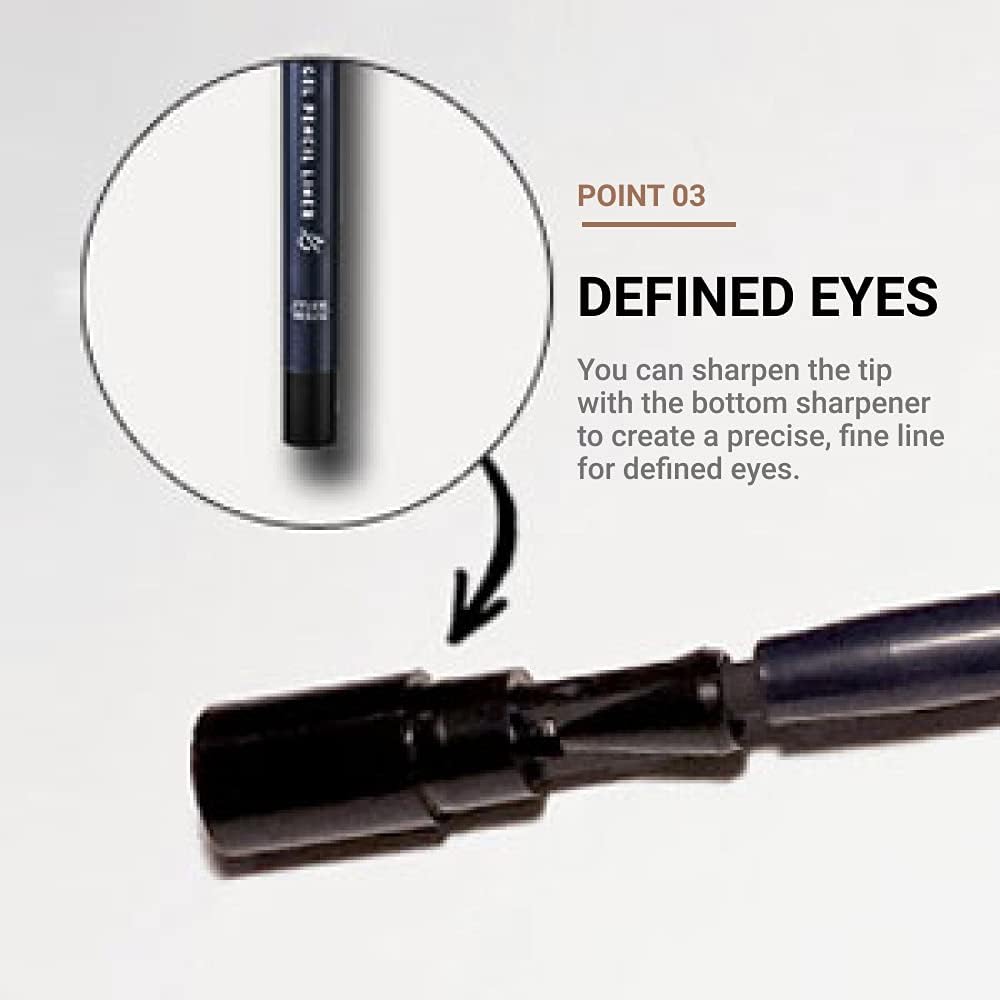 ETUDE smudge proof long lasting eye makeup pencil on a white background.