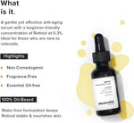Minimalist Retinol face serum packaging box angle view