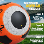Rechargeable glow in the dark soccer ball with included hand pump and black mesh carrying bag