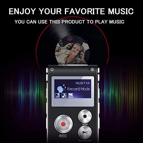 Aomago portable audio recorder alongside included earphones and USB data cable layout.