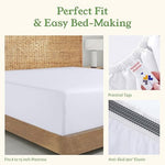 Fitted sheet with deep pocket and elastic detail