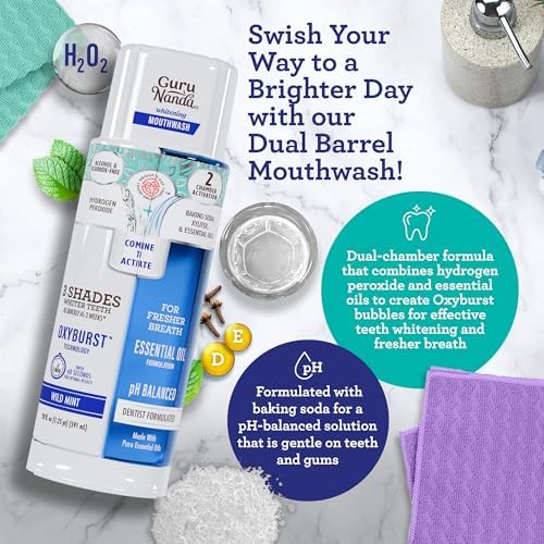 Close up of GuruNanda oral care bundle with wild mint flavor indicators on the label