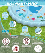 Thick PVC water splash pad for toddlers with sea animal educational designs.
