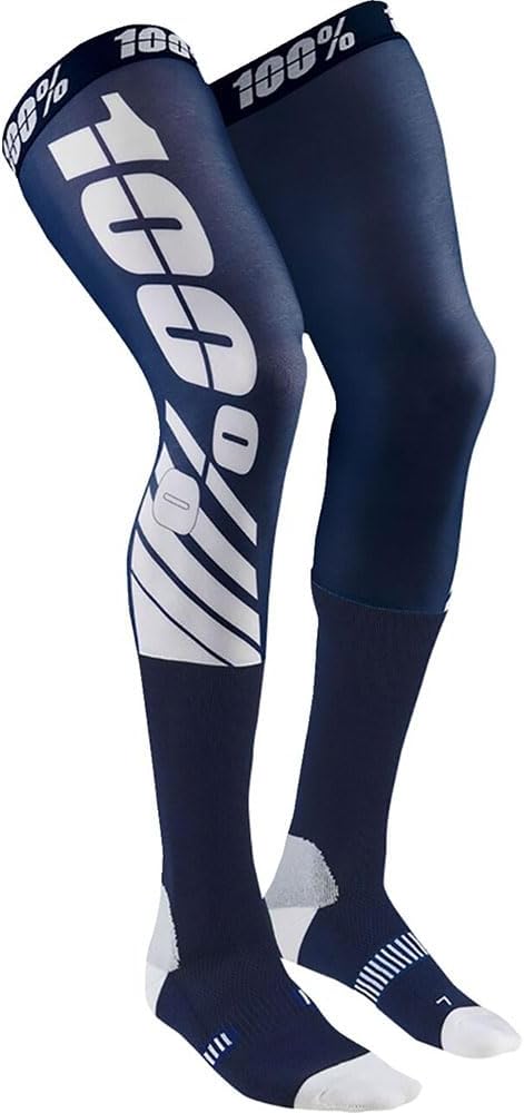 100% Percent REV Knee Brace Performance Moto Socks navy blue front view protective motocross riding gear