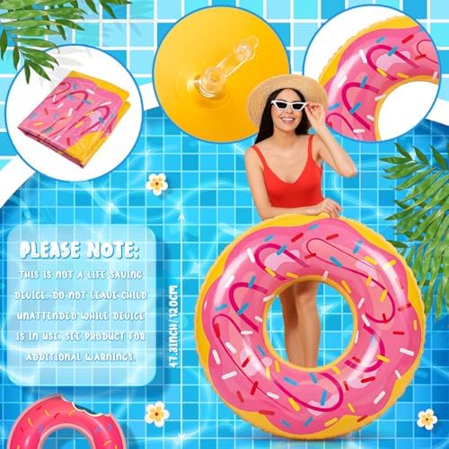 Motionchic jumbo swimming rings pink and blue donut design