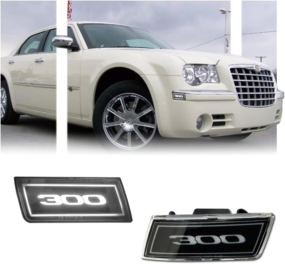GSOWO White LED Side Marker Light front view showing illuminated 300 badge