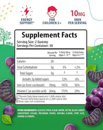 Nutritional information and supplement facts panel for Sunny Sam iron gummies