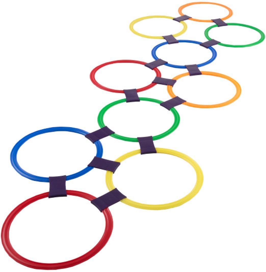 Hey! Play! Hopscotch Rings Game front view showing multicolored rings.