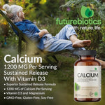 Side view of Futurebiotics Calcium 1200 milligrams sustained release bottle