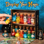 Close up of 20 magical potion bottles and accessories