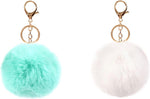Pom Pom Keychains Colorful Faux Rabbit Fur Ball Keychain Cute Pom Pom Keychain Accessories Car Bag Charm - Image 11