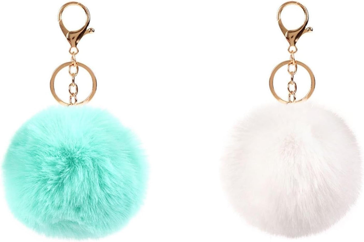 Pom Pom Keychains Colorful Faux Rabbit Fur Ball Keychain Cute Pom Pom Keychain Accessories Car Bag Charm - Image 11