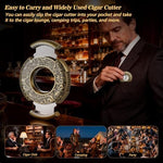 Scotte Cigar Cutter Guillotine Bronze Engraved Cigar Straight Cutter Round Shape Double Stainless Steel Blade Cigar Clipper Portable Cigar Accessories in Gift Box - Image 6