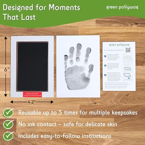 Dog paw print keepsake being created using the Green Pollywog non toxic stamp pad.