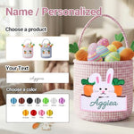 OXYEFEI custom name canvas bucket filled with festive eggs for children.