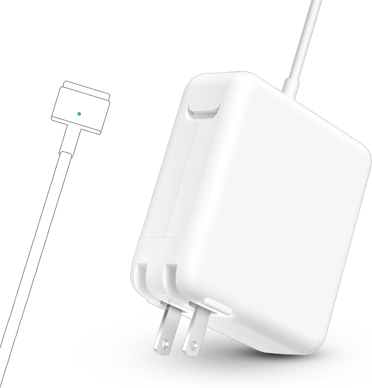 Qacxzer 85W MagSafe 2 power adapter white charging block front view