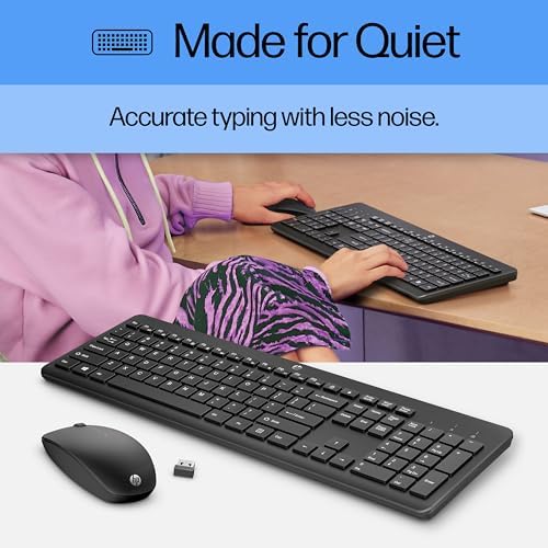HP 230 durable low noise office mouse and keyboard setup