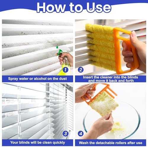 Complete set of 4 blind cleaners and 4 mini vent brushes for home maintenance