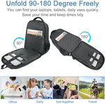 Rear view of Matein computer backpack with breathable mesh padding and luggage strap