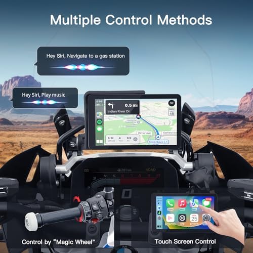 Dual Bluetooth connectivity settings menu visible on the 6 inch anti glare motorcycle dashboard console screen.