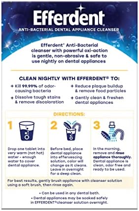 Authentic USA imported Efferdent packaging for retainers and partial dentures.