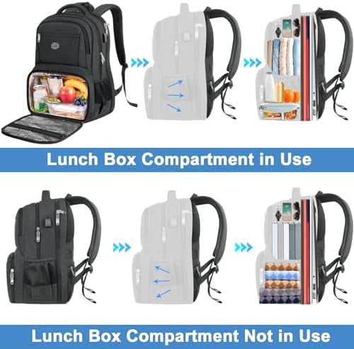 Matein large business backpack displaying the TSA friendly flat-unfolding laptop sleeve