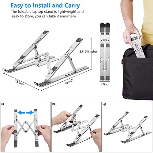 Leeboom silver laptop stand completely folded flat next to its protective grey travel bag