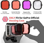 Close-up of red and magenta dive filters for GoPro underwater photography